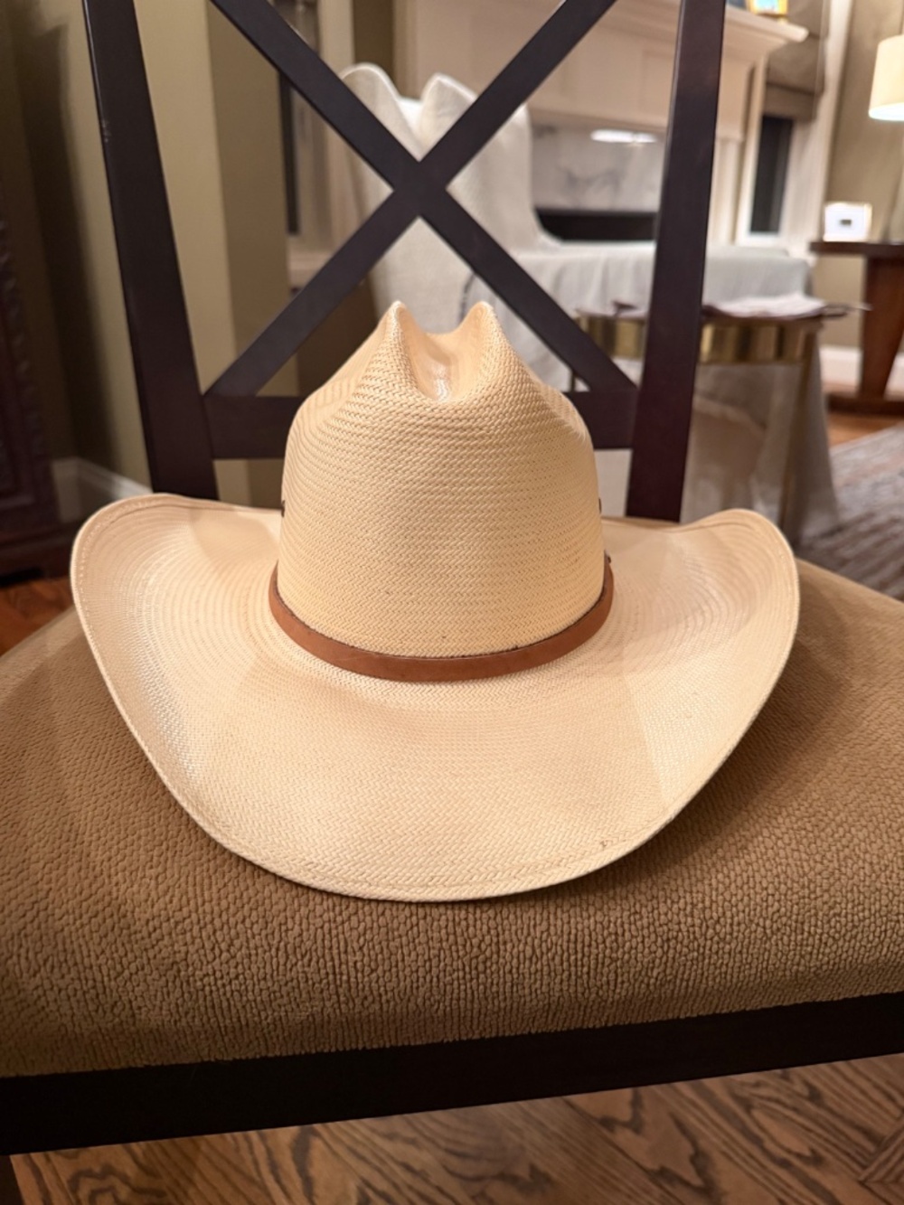 Share Vtg Stetson Natural Straw Western Cowboy Hat JBS 8X Size 6-7/8 USA